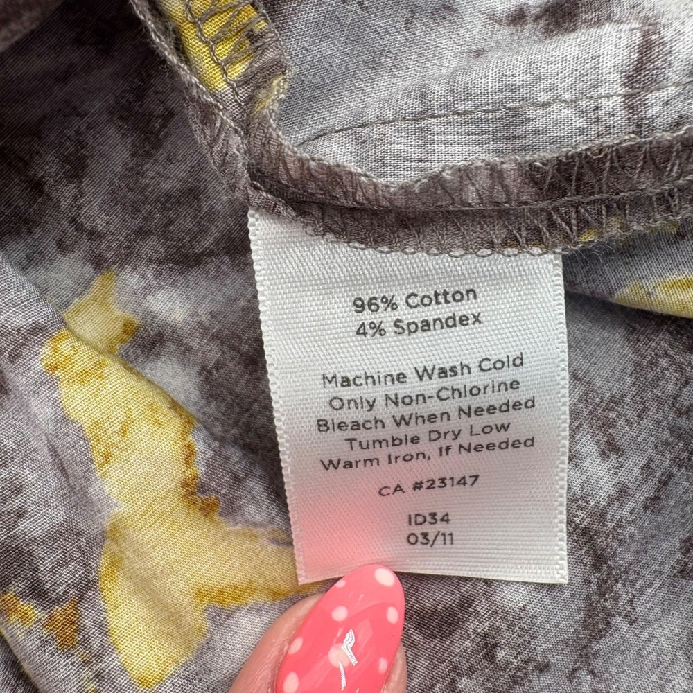 Talbots 10P Gray & Yellow Floral‎ Print Skirt Pull on Elastic Waist above knee - Picture 3 of 5